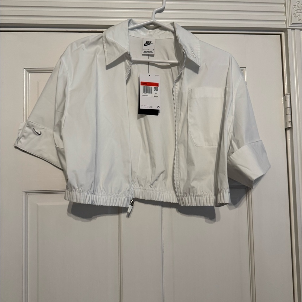 Nike White Zip-Front Crop Top